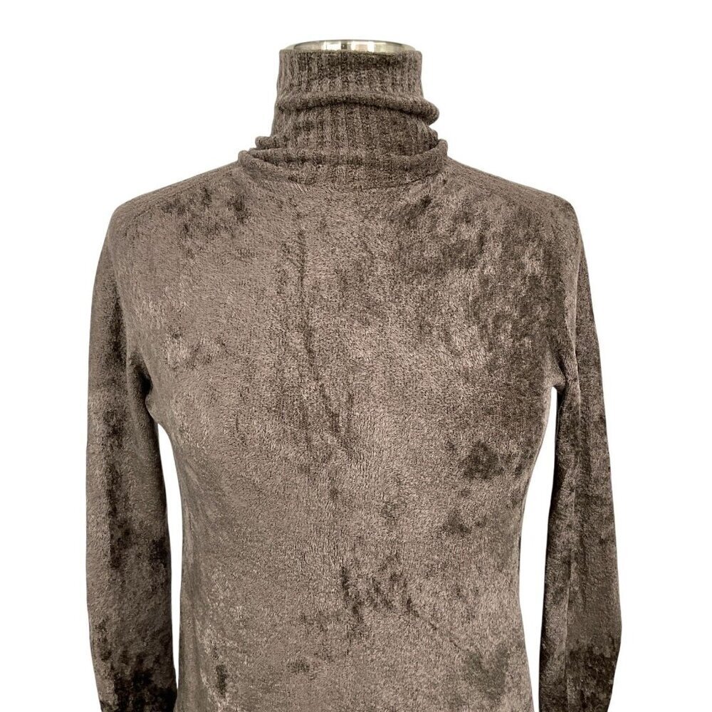 Transit Par Such Velvet Turtleneck Sweater Brown Size M Long Sleeve Lightweight - Picture 6 of 9